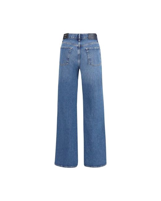 7FOR Blue Cotton Flared Jeans