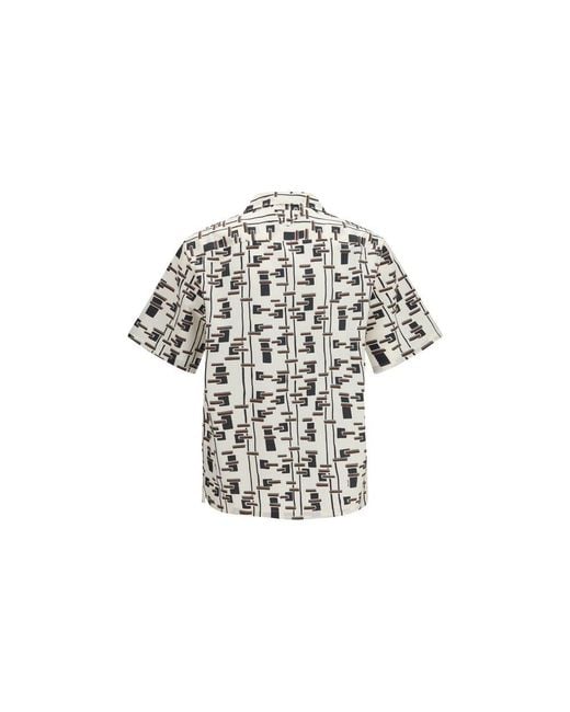 Prada White Beige Cotton Shirt for men