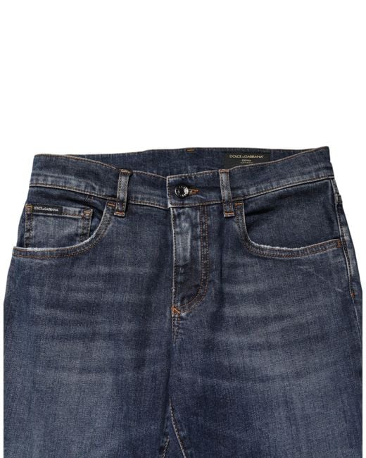 Dolce & Gabbana Blue Washed Cotton Skinny Denim Skinny Jeans for men