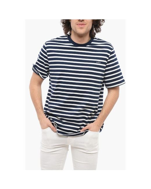 A.P.C. Blue Two-tone Striped Emillen Crew-neck T-shirt - Xl for men
