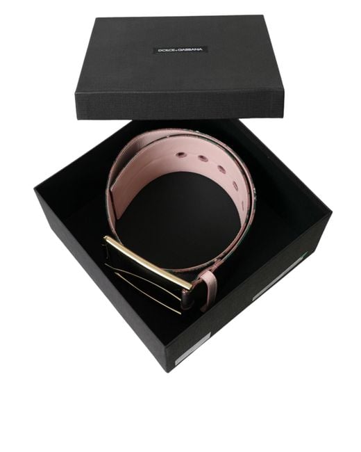 Dolce & Gabbana Brown Floral Jacquard Lurex Buckle Belt
