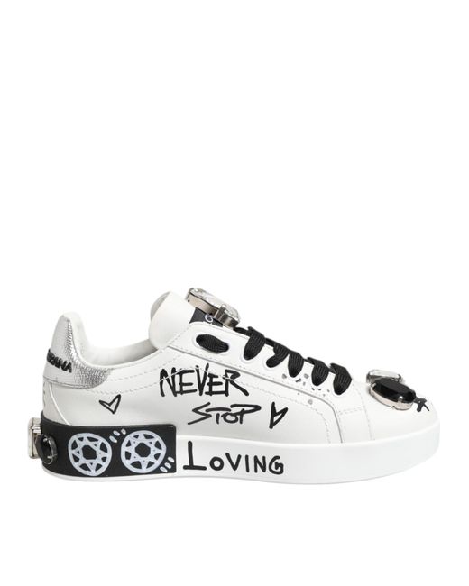 Dolce & Gabbana White Custom 2Zero Graffiti Sneakers