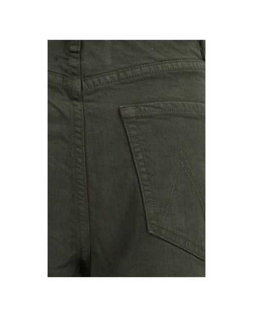 Mother Green Bicolor Cotton Relaxed Fit Jeans