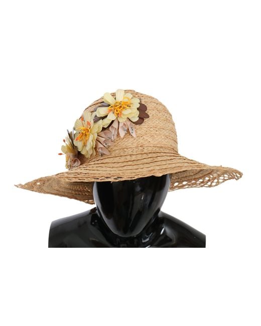 Dolce & Gabbana Black Dolce Gabbana Wide Brim Floral Bucket Capello Hat