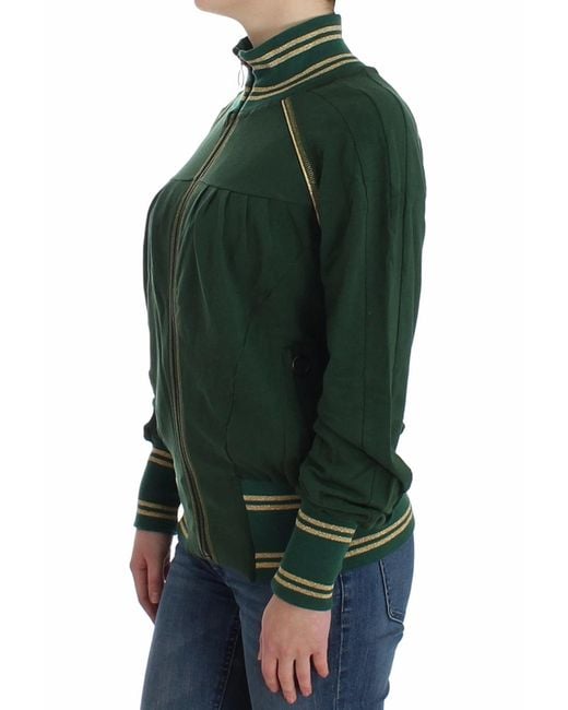 John Galliano Green Mock Zip Cardigan Sweatshirt Sweater Jacket