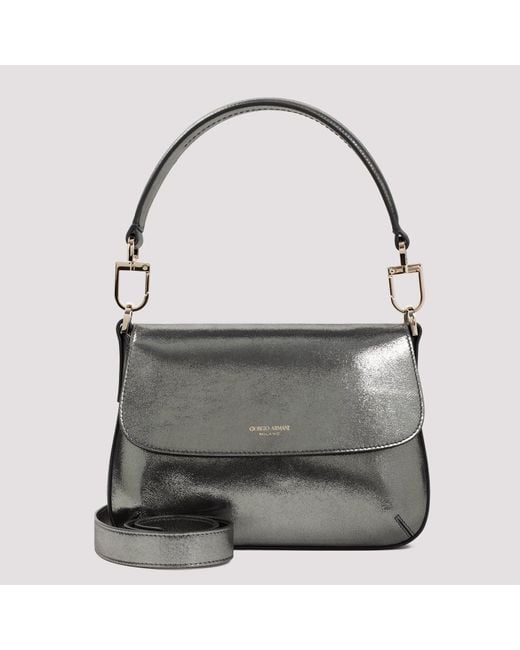 Giorgio Armani Black Calf Leather Bag in Grey | Lyst UK