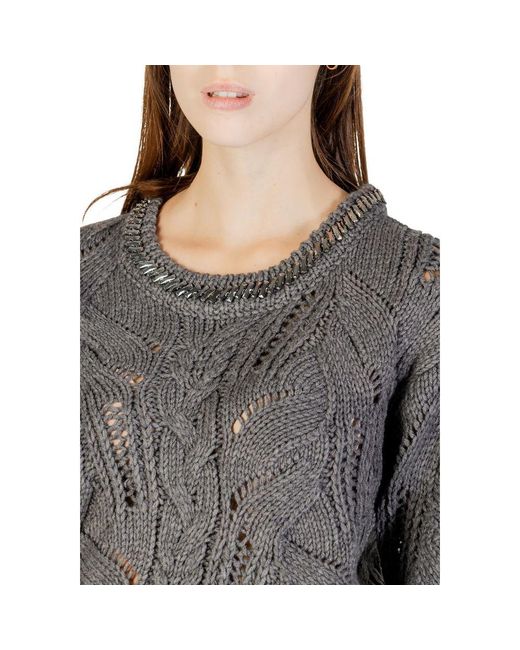 Liu Jo Gray Marabou Sweatshirt