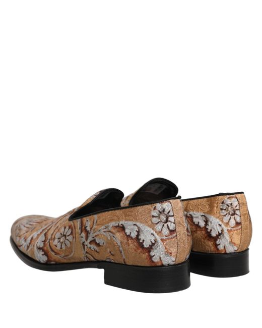 Dolce & Gabbana Multicolor Gold Brocade Baroque Men Loafers Shoes for men