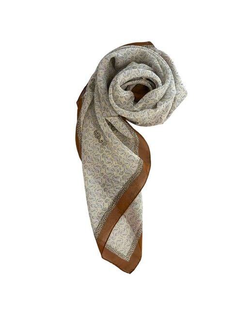 Borbonese Metallic Brown Silk Scarf