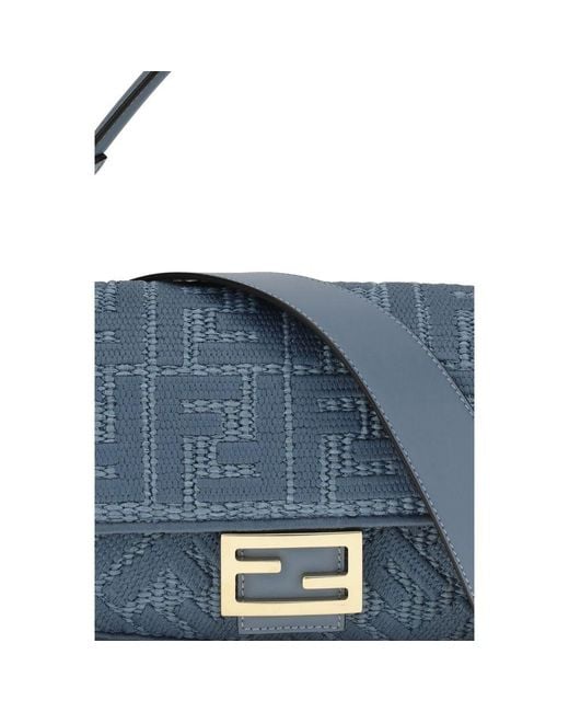 Fendi Blue Raffia Shoulder Bag
