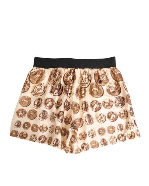 Dolce & Gabbana Natural Ancient Coin Print Silk Shorts Swimwear for men