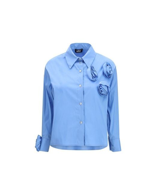 Ella Blue Cotton Pattern Shirt