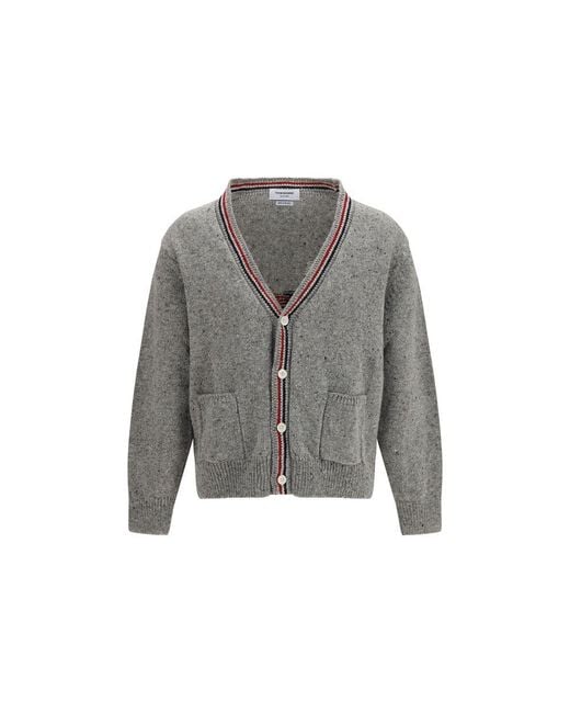Thom Browne Gray Wool Oves Aries Cardigan for men