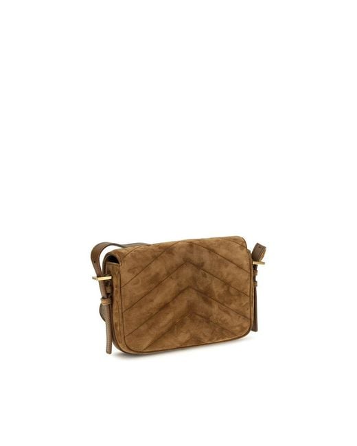 Saint Laurent Brown Suede Leather Shoulder Bag