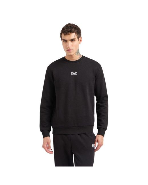 EA7 Black Cotton Sweatshirt for men