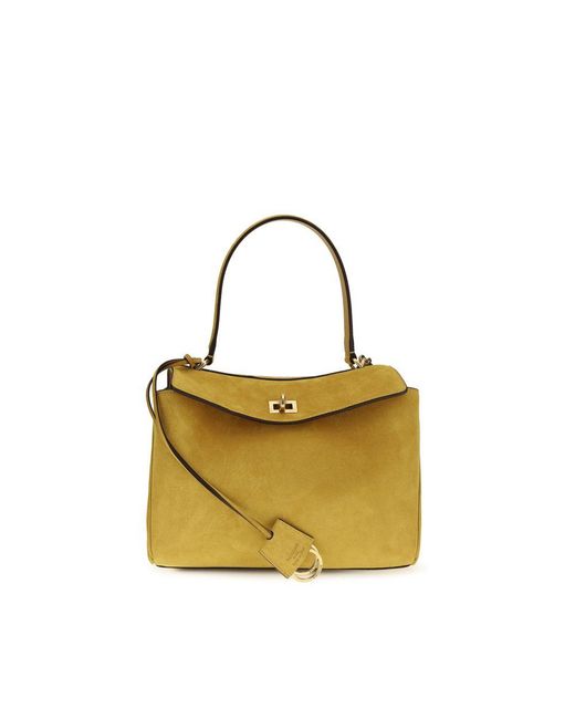 Balenciaga Yellow Beige Calf Leather Bos Taurus Handbag