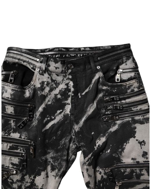 Dolce & Gabbana Black Zip Detail Slim Fit Jeans for men