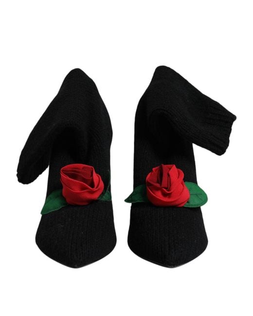 Dolce & Gabbana Black Stiletto Heels Mid Calf Boots Shoes