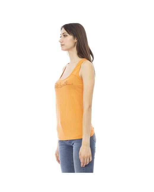 Just Cavalli Orange Viscose Tank Top
