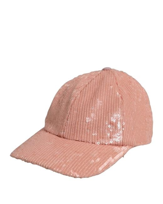Dolce & Gabbana Men Pink Cotton Sequin Baseball Cap 6 Panels Hat for men