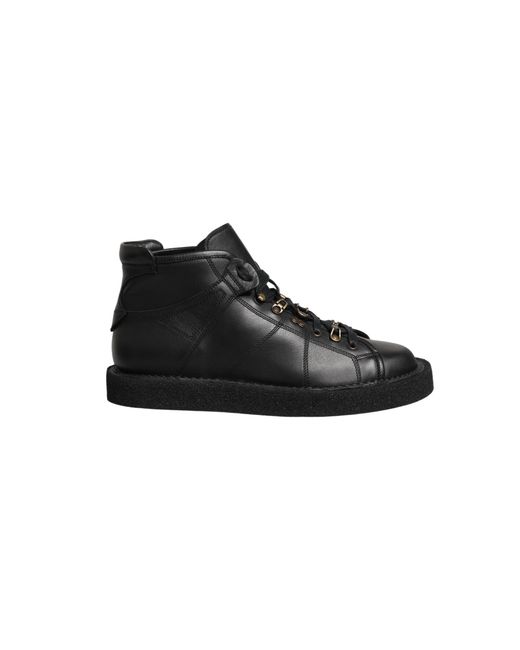Dolce & Gabbana Black Leather Lace Up Ankle Boots Shoes Calf for men