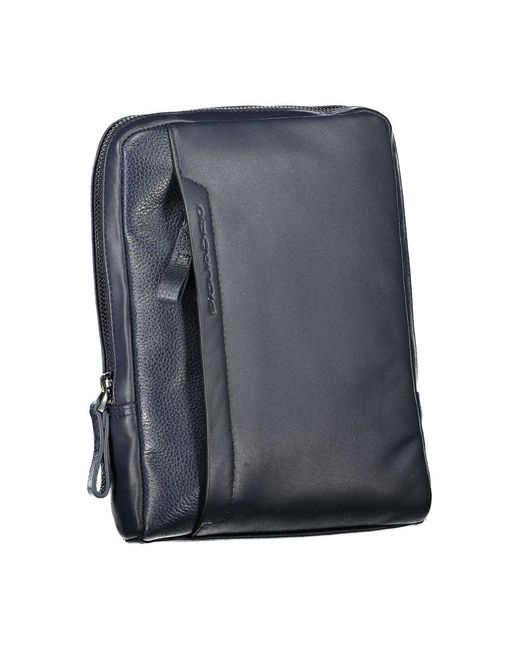 Piquadro Sleek Blue Leather Shoulder Bag With Contrast Detail for men
