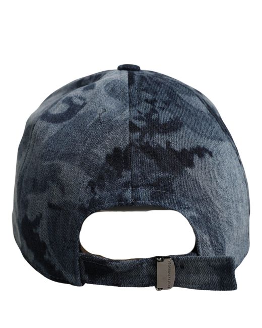 Dolce & Gabbana Men Blue All Over Logo Cotton Baseball Cap Hat for men