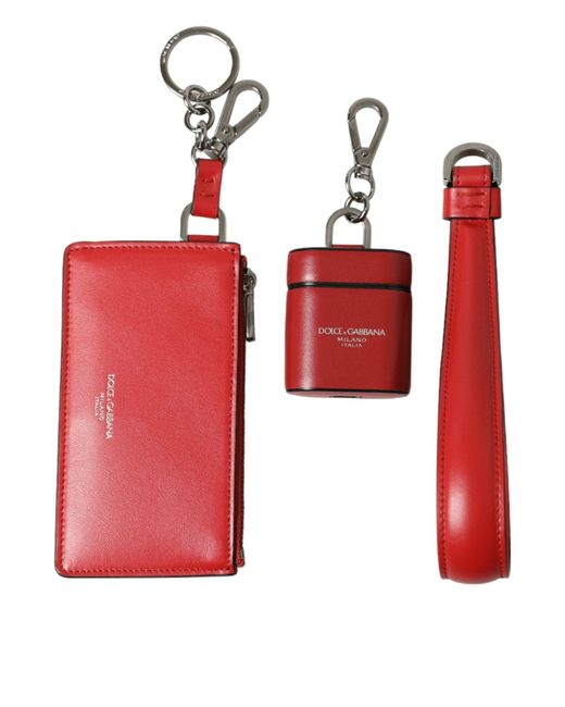 Dolce & Gabbana Red Elegant Leather Airpods Case