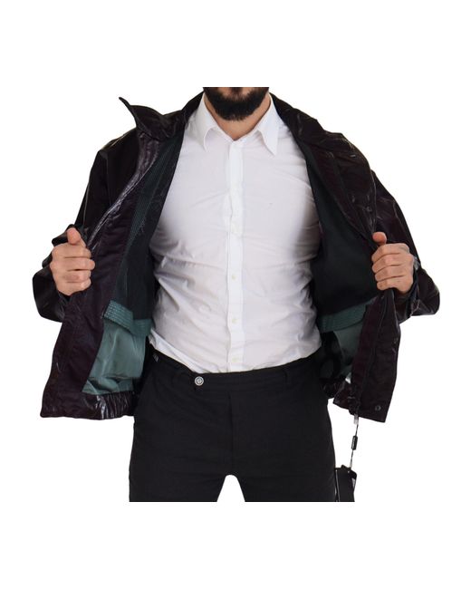 Dolce & Gabbana Black Bordeaux Nylon Collaredcoat Jacket for men