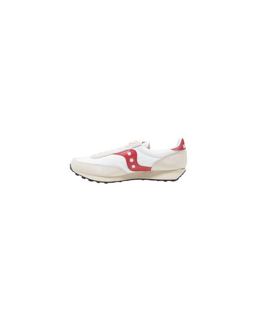 Saucony Pink White Leather Athletic Sneakers for men