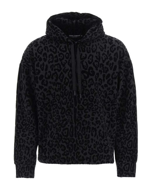 Dolce & Gabbana Cotton Flocked Leopard Hoodie in Black for Men - Save 35% -  Lyst