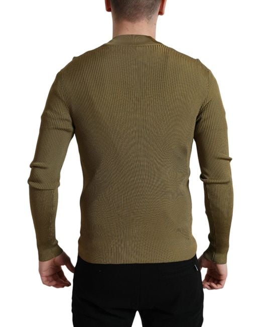 Dolce & Gabbana Green Viscose Crewneck Pullover Sweater for men