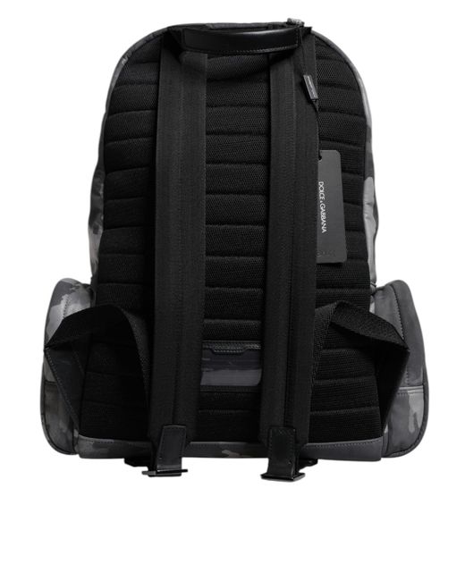 Dolce & Gabbana Gray Cotton Camouflage Logo Plaque Backpack Bag for men