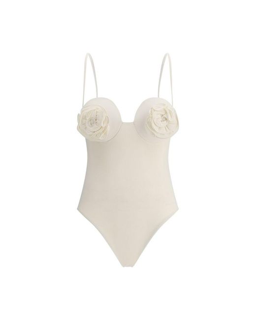 Magda Butrym White One-piece Swimsuit With Rose Detail - It36 | Xs