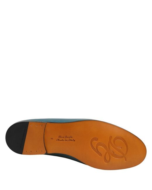 Dolce & Gabbana Blue Leather Logo Slip On Men Loafers Shoes for men