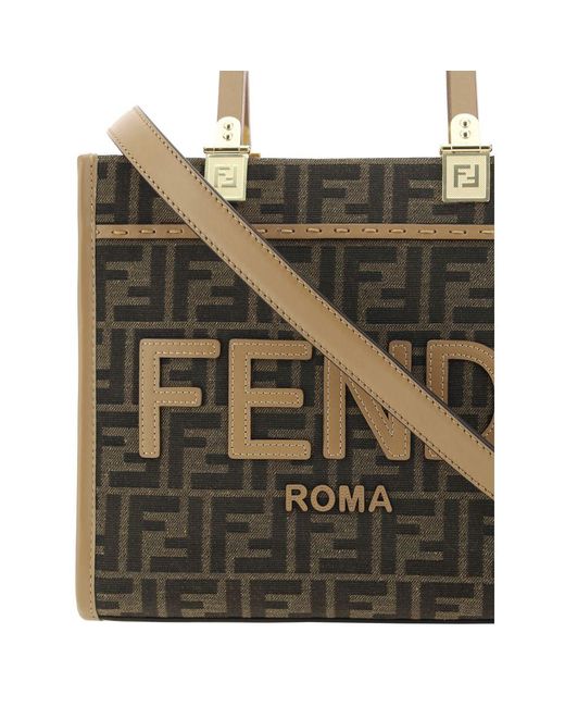 Fendi Multicolor Brown Fabric Shoulder Bag