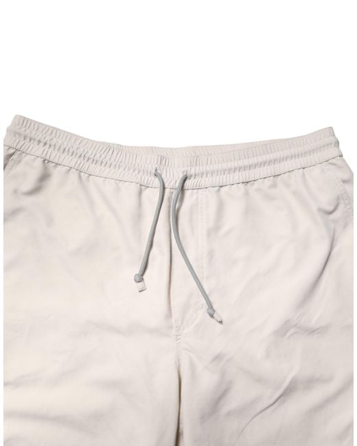 Brunello Cucinelli Natural Off White Logo Men Bermuda Sweatshorts Shorts for men