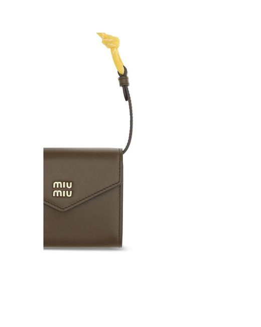 Miu Miu Multicolor Brown Calf Leather Bos Taurus Wallet