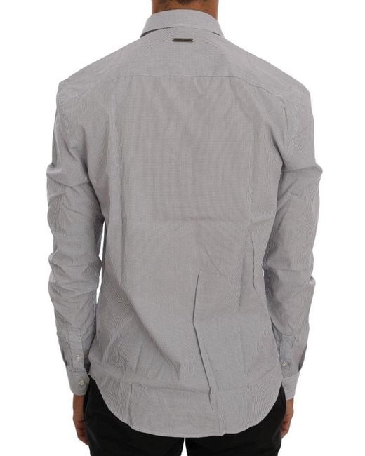 Frankie Morello Gray Check Regular Fit Shirt Blue Tsh1399 for men