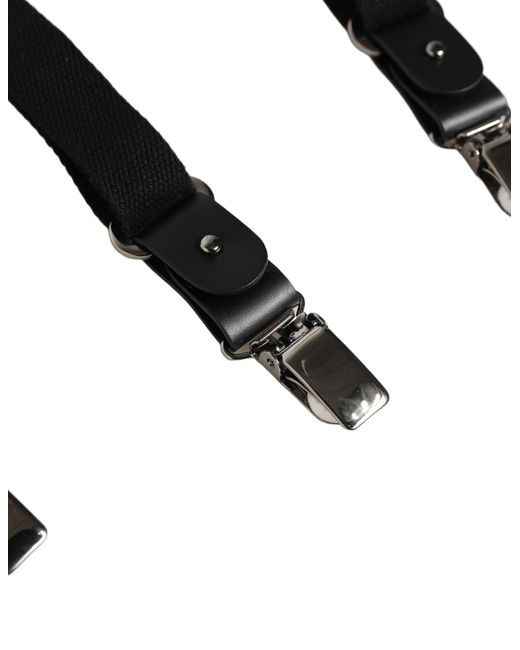 Dolce & Gabbana Black Cotton Leather Elastic Y for men