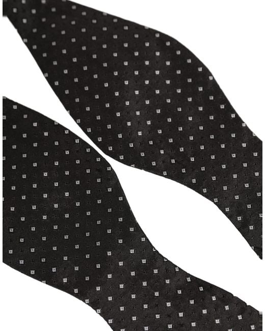 Dolce & Gabbana Black White Polka Dot Adjustable Neck Papillon Bow Tie for men