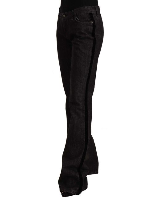 Gianfranco Ferré Black Gf Ferre Mid Waist Cotton Denim Straight Boot Cut Jeans