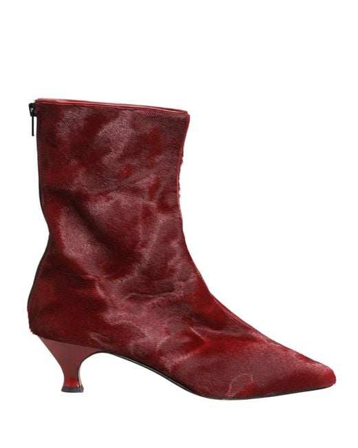Dolce & Gabbana Red Burgundy Mid Calf Boots Shoes