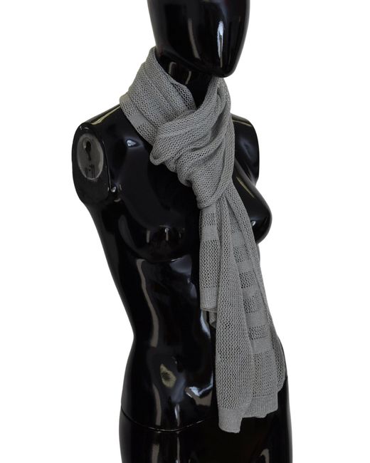 John Galliano Black Gray Logo Knitted Neck Wrap Shawl Foulard Scarf