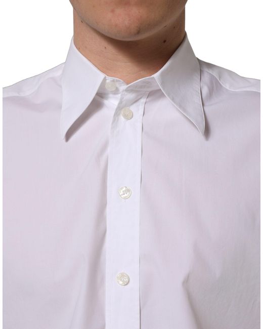 Dolce & Gabbana White Cotton Sleeveless Formal Dress Shirt for men
