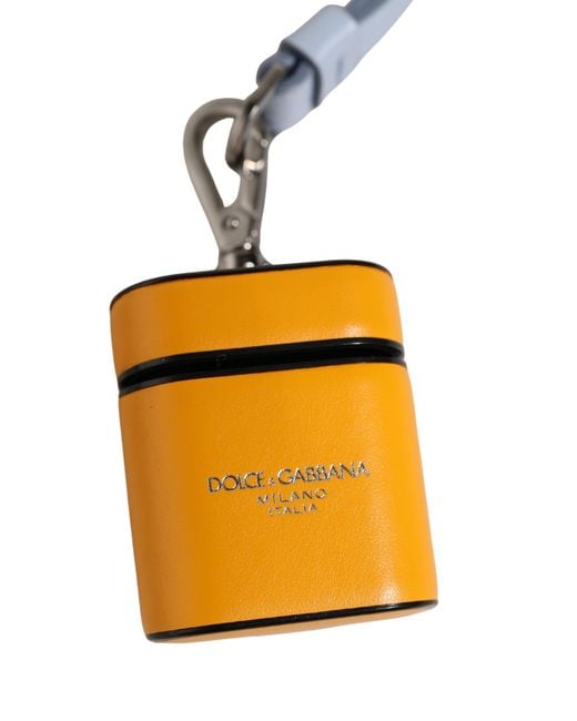 Dolce & Gabbana Metallic Case Calf Leather Logo Flip Holder Strap Airpods