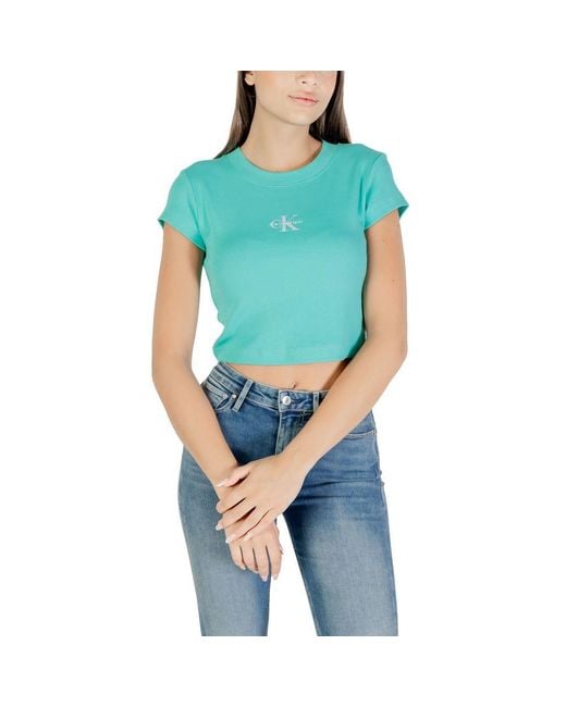 Calvin Klein Blue Turquoise Cotton T