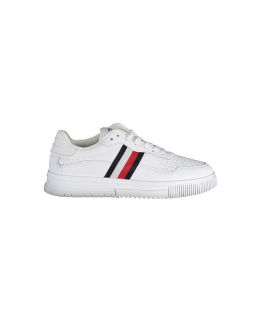 Tommy Hilfiger White Classic Sneakers With Embroidery Detail for men