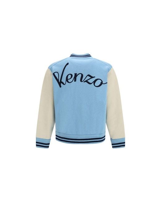 KENZO Blue Wool Oves Aries Bomber for men