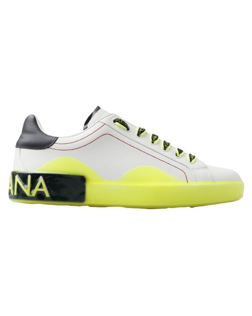 Dolce & Gabbana Black Portofino Leather Sneakers Shoes for men
